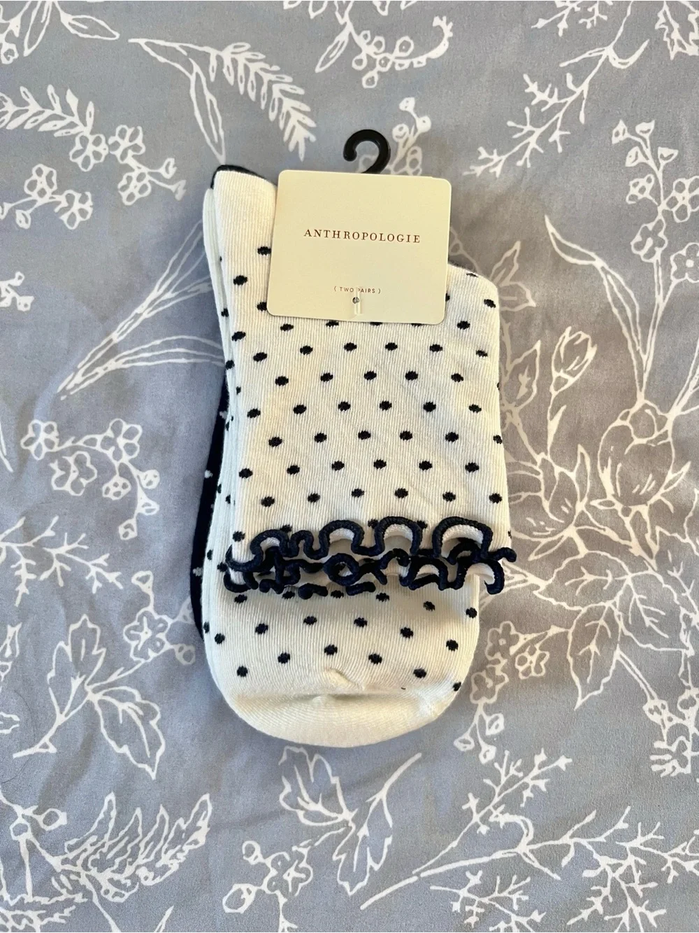 By Anthropologie Merino Ruffle Crew Socks, Set of 2 NWT